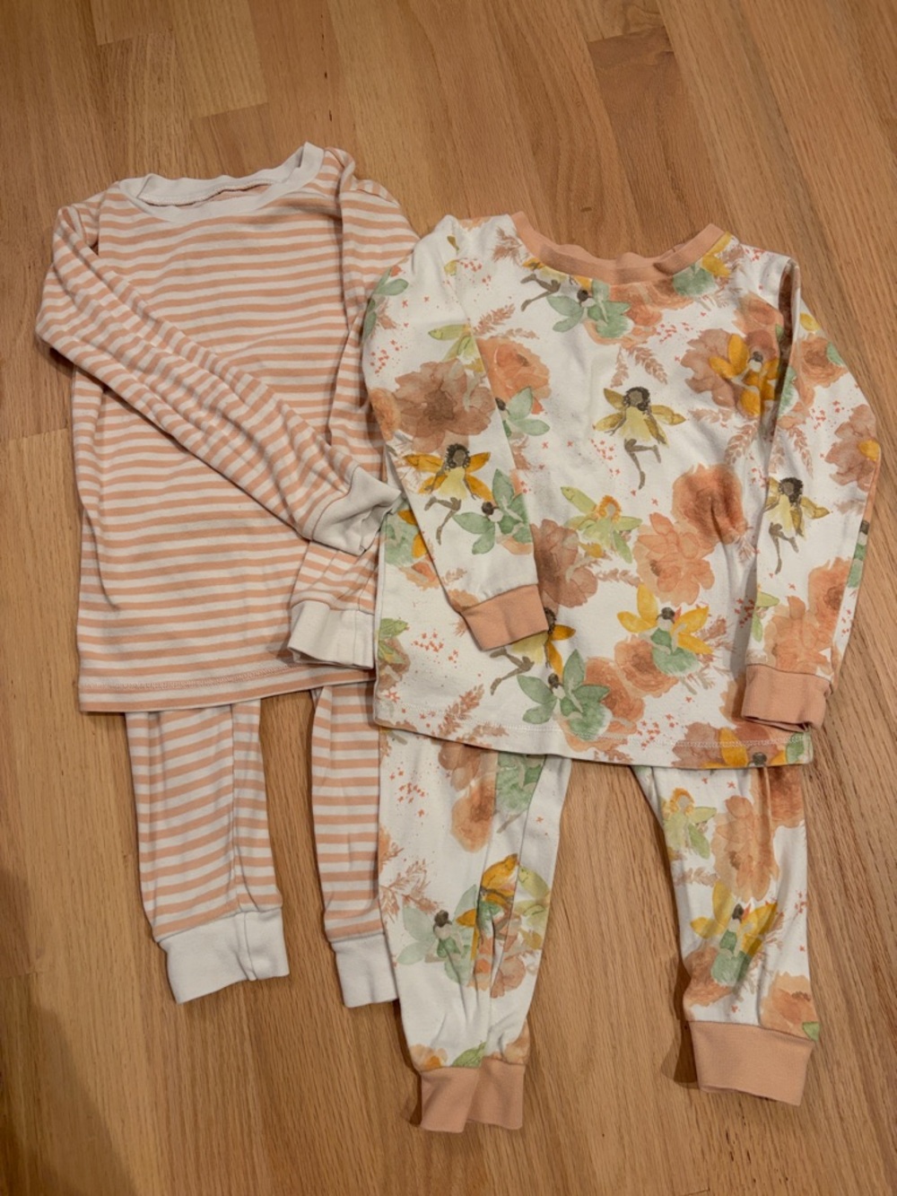 Burt's Bees Baby Peach Stripe & Floral Two-Pack Pajama Set